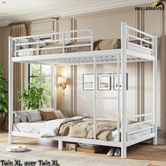 Twin XL over twin XL metal bunk bed with ladder