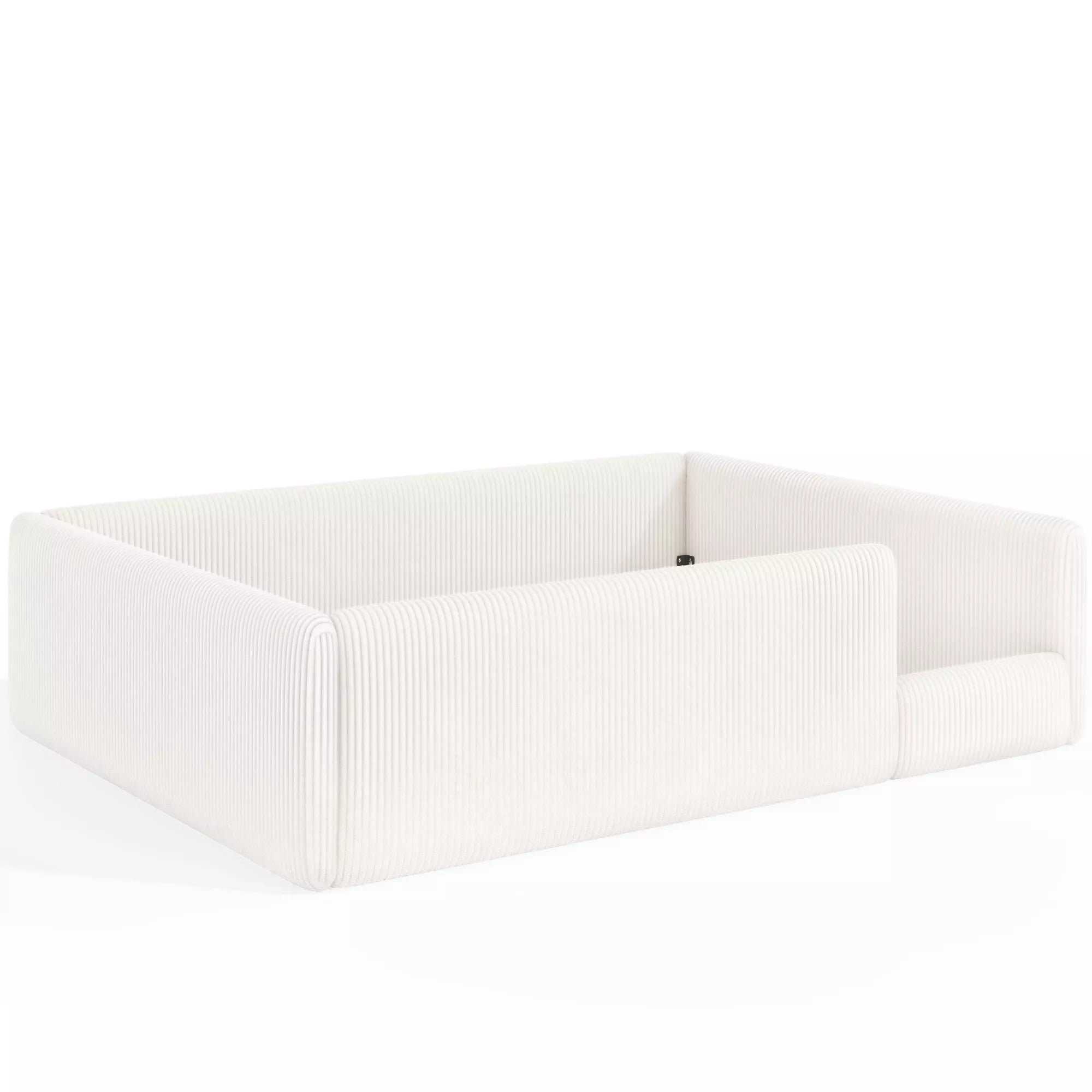 Bellemave® Corduroy Upholstered Floor Bed with Full-Length Guardrails, Soft Padded Kids Floor Bed for Children - Bellemave