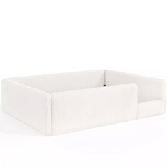 Bellemave® Corduroy Upholstered Floor Bed with Full-Length Guardrails, Soft Padded Kids Floor Bed for Children - Bellemave