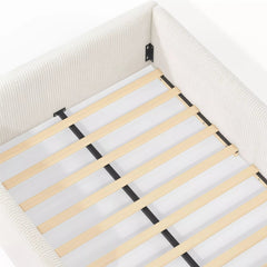Bellemave® Corduroy Upholstered Floor Bed with Full-Length Guardrails, Soft Padded Kids Floor Bed for Children - Bellemave