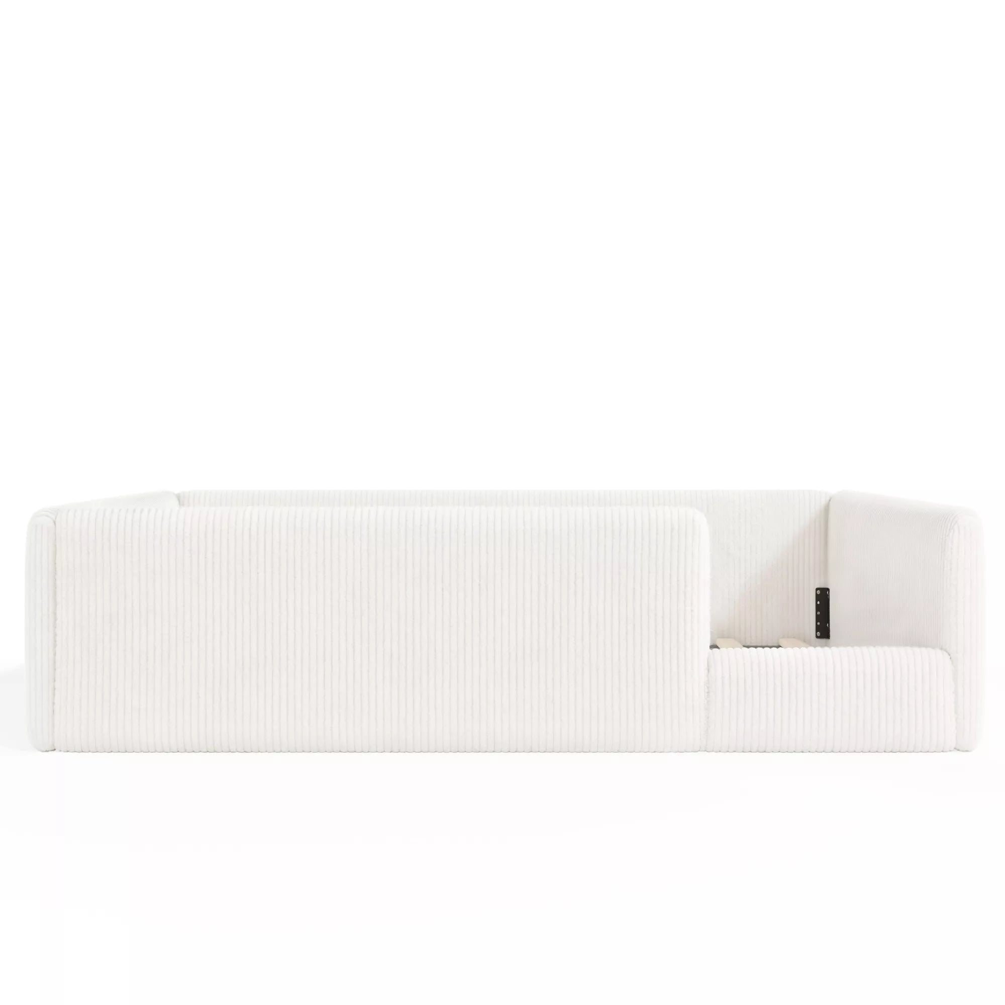 Bellemave® Corduroy Upholstered Floor Bed with Full-Length Guardrails, Soft Padded Kids Floor Bed for Children - Bellemave