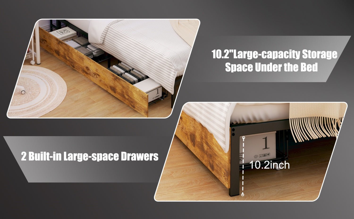 Bellemave® Corner Bed Frame with Storage, Captains Bed with Charging Station & LED Light, Wood Daybeds with L - Shaped Bookcase & 2 Drawers - Bellemave
