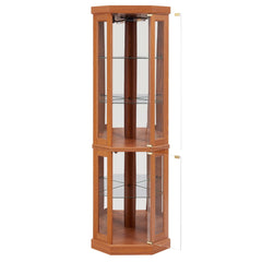 Bellemave® Corner Curio Cabinet with Tempered Glass Doors and Adjustable Shelves, Wine Bar China Cabinet for Living Room Liquor Storage - Bellemave