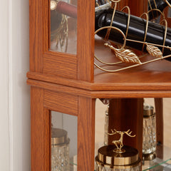 Bellemave® Corner Curio Cabinet with Tempered Glass Doors and Adjustable Shelves, Wine Bar China Cabinet for Living Room Liquor Storage - Bellemave