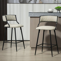 Bellemave® Counter Height Bar Stools with Black Powder Coating Base（Set OF 2） - Bellemave