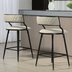 Bellemave® Counter Height Bar Stools with Black Powder Coating Base（Set OF 2） - Bellemave