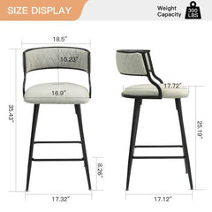 Bellemave® Counter Height Bar Stools with Black Powder Coating Base（Set OF 2） - Bellemave