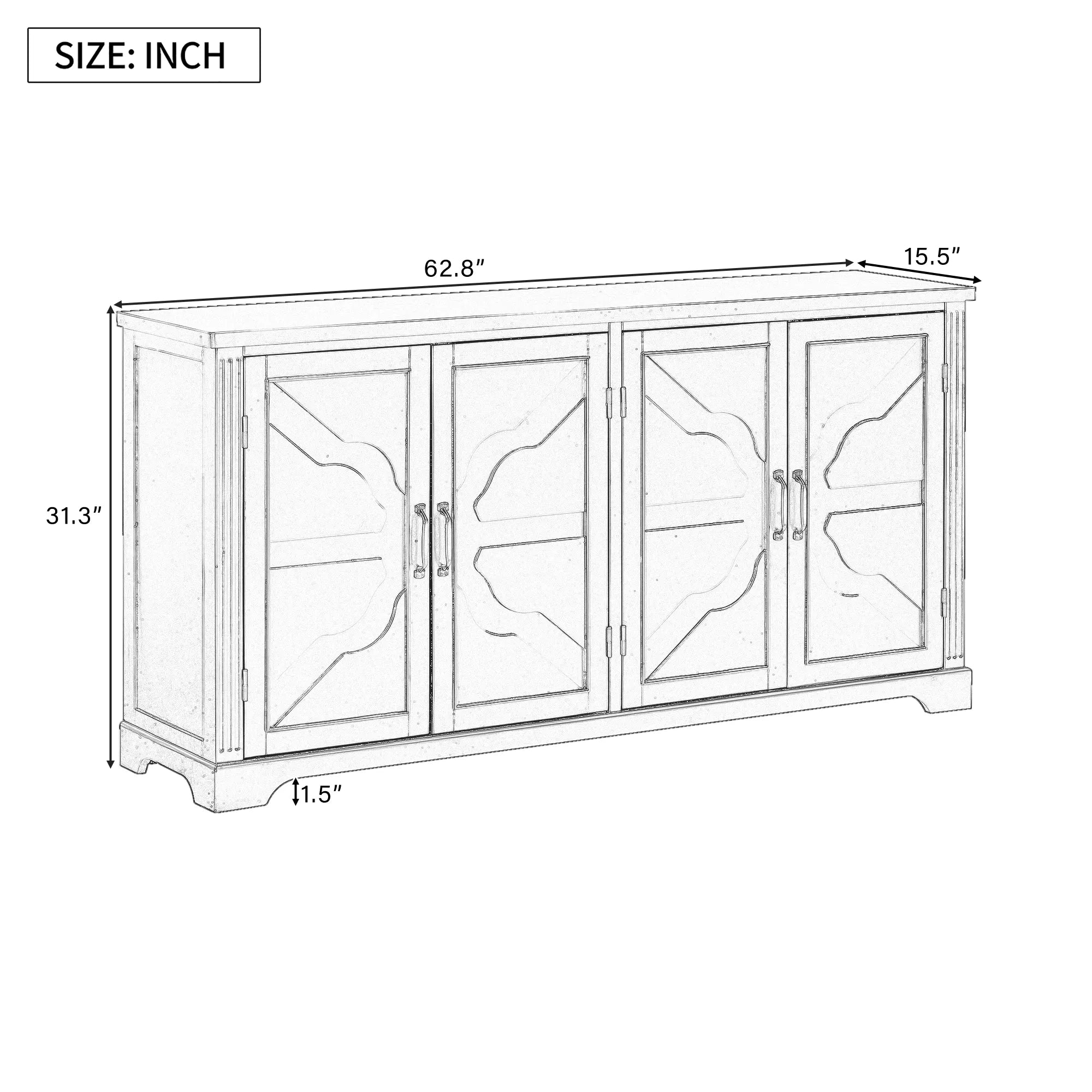 Bellemave® Country Style Wooden Sideboard with Pine Doors and Legs - Bellemave