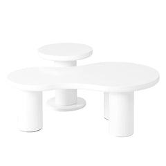 Bellemave® Cream Style Cloud Coffee Table with Round Small Side Table（Set of 2） - Bellemave