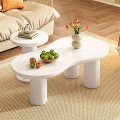 Bellemave® Cream Style Cloud Coffee Table with Round Small Side Table（Set of 2） - Bellemave