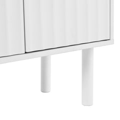 Bellemave® Cream Style Sideboard Buffet Cabinet with 5 Solid Wood Legs, 4 Door Storage Cabinet with Adjustable Shelves, Modern Shoe Cabinet for Entrance & Living Room - Bellemave