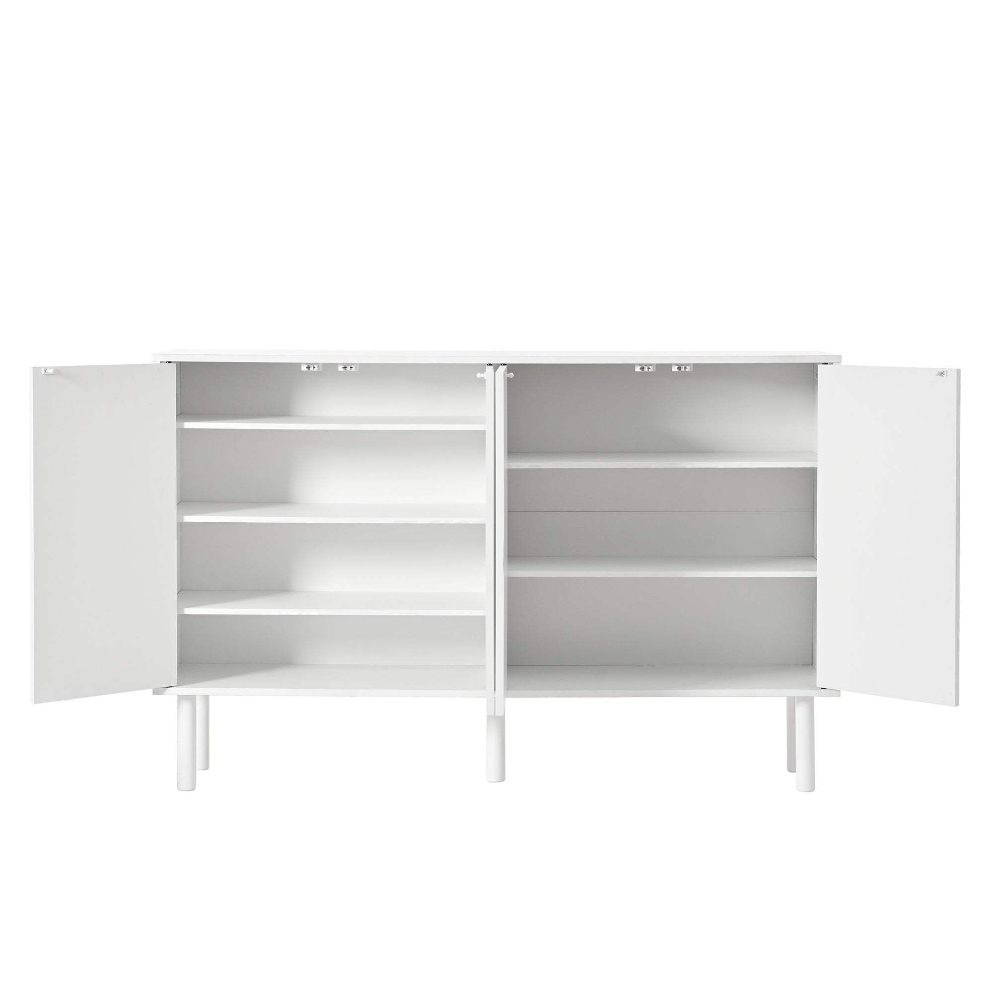 Bellemave® Cream Style Sideboard Buffet Cabinet with 5 Solid Wood Legs, 4 Door Storage Cabinet with Adjustable Shelves, Modern Shoe Cabinet for Entrance & Living Room - Bellemave