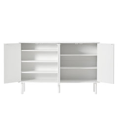Bellemave® Cream Style Sideboard Buffet Cabinet with 5 Solid Wood Legs, 4 Door Storage Cabinet with Adjustable Shelves, Modern Shoe Cabinet for Entrance & Living Room - Bellemave