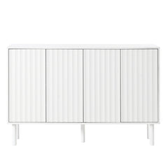 Bellemave® Cream Style Sideboard Buffet Cabinet with 5 Solid Wood Legs, 4 Door Storage Cabinet with Adjustable Shelves, Modern Shoe Cabinet for Entrance & Living Room - Bellemave