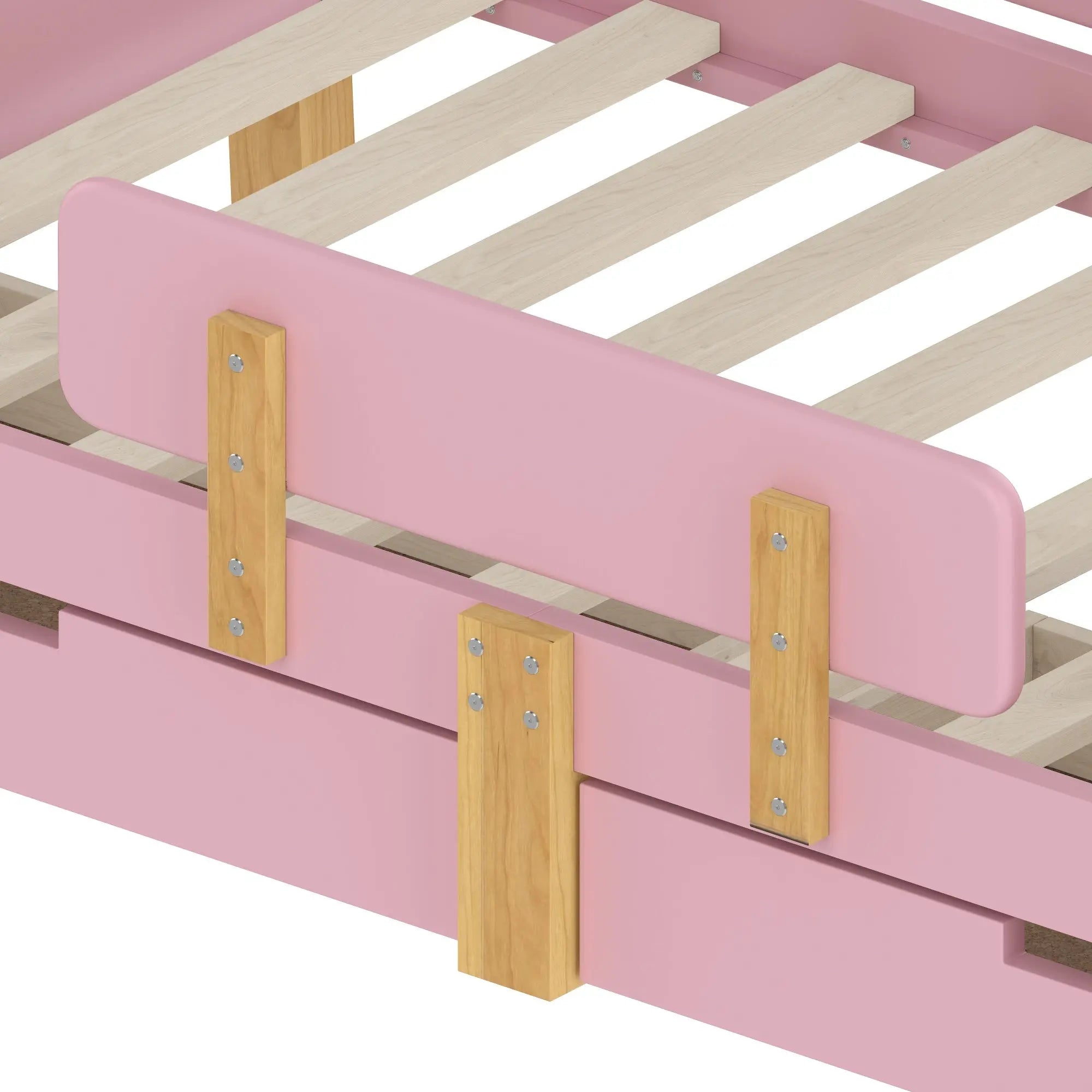 Bellemave® Cute Twin Size Kids Bed Frame with Storage Drawers and Hooks,Twin Size Bed Frame for Kids,Platform Bed with Guardrails for Girls Boys,Gray - Bellemave