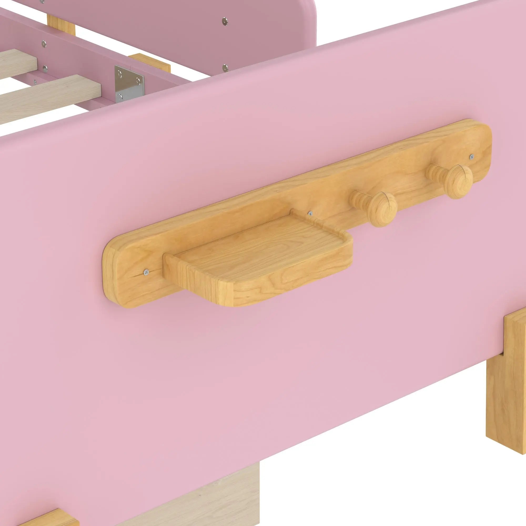 Bellemave® Cute Twin Size Kids Bed Frame with Storage Drawers and Hooks,Twin Size Bed Frame for Kids,Platform Bed with Guardrails for Girls Boys,Gray - Bellemave