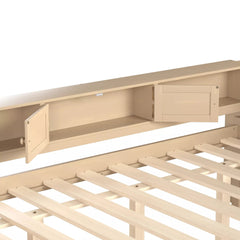 Bellemave® Daybed with Trundle, Storage Drawers, Desk & Side Shelves, Space-Saving Wood Daybed Frame - Bellemave