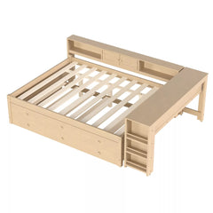 Bellemave® Daybed with Trundle, Storage Drawers, Desk & Side Shelves, Space-Saving Wood Daybed Frame - Bellemave