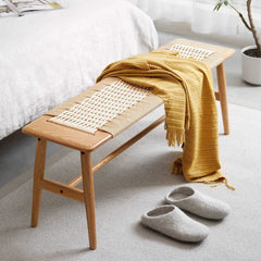 Bellemave® Design Natural Oak Wood Dining Bench Bed Bench - Bellemave