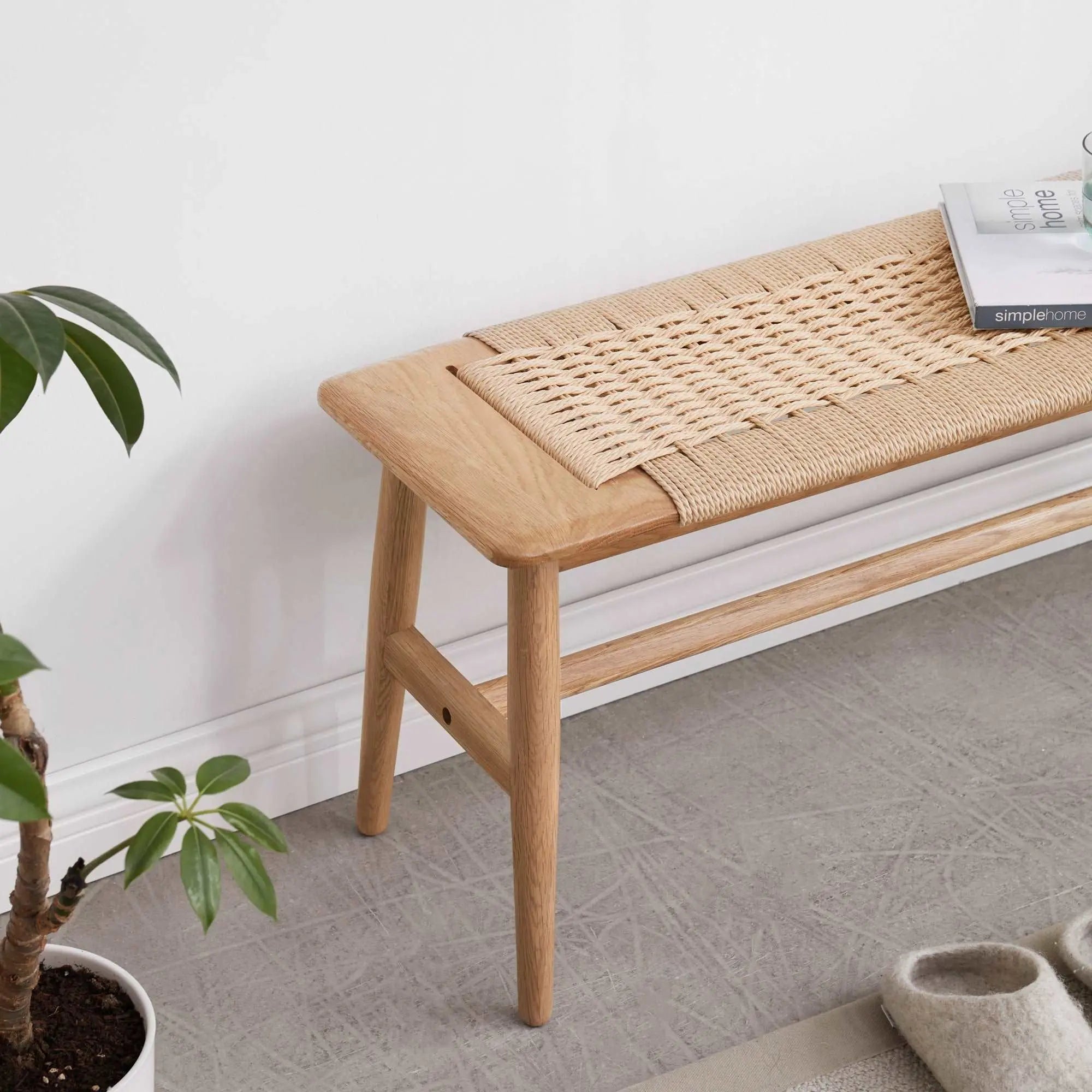 Bellemave® Design Natural Oak Wood Dining Bench Bed Bench - Bellemave