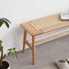 Bellemave® Design Natural Oak Wood Dining Bench Bed Bench - Bellemave