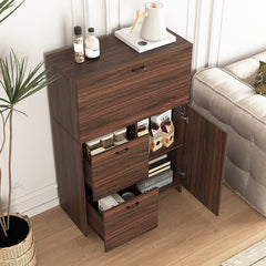 Bellemave® Desk Cabinet with Storage Drawer & Shelves, Fold - up Desktop - Bellemave