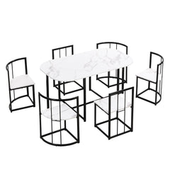 Bellemave® Dining Room Table Set with Chairs for Saving Space,55Inch Kitchen Table Set for 6, Black+White - Bellemave