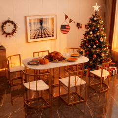 Bellemave® Dining Room Table Set with Chairs for Saving Space,55Inch Kitchen Table Set for 6, Black+White - Bellemave