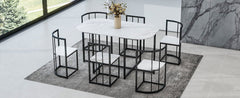 Bellemave® Dining Room Table Set with Chairs for Saving Space,55Inch Kitchen Table Set for 6, Black+White - Bellemave