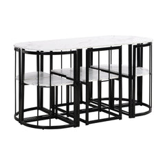 Bellemave® Dining Room Table Set with Chairs for Saving Space,55Inch Kitchen Table Set for 6, Black+White - Bellemave