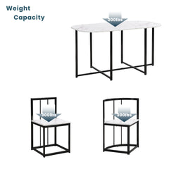 Bellemave® Dining Room Table Set with Chairs for Saving Space,55Inch Kitchen Table Set for 6, Black+White - Bellemave