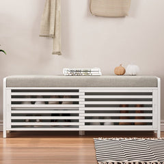 Bellemave® Distressed Shutter Storage Bench with Acacia Veneer - Bellemave