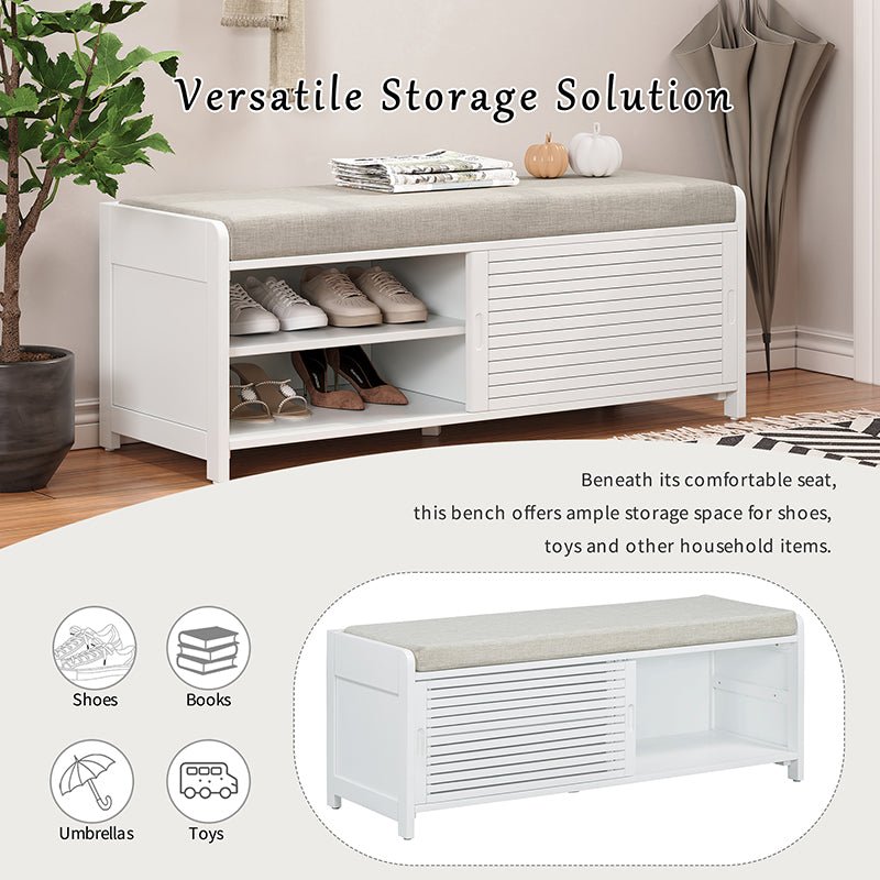 Bellemave® Distressed Shutter Storage Bench with Acacia Veneer - Bellemave