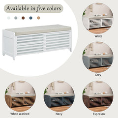 Bellemave® Distressed Shutter Storage Bench with Acacia Veneer - Bellemave
