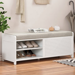 Bellemave® Distressed Shutter Storage Bench with Acacia Veneer - Bellemave