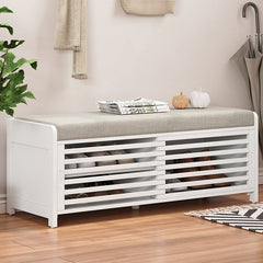 Bellemave® Distressed Shutter Storage Bench with Acacia Veneer - Bellemave