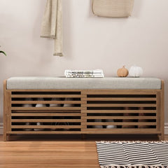 Bellemave® Distressed Shutter Storage Bench with Acacia Veneer - Bellemave