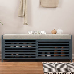 Bellemave® Distressed Shutter Storage Bench with Acacia Veneer - Bellemave