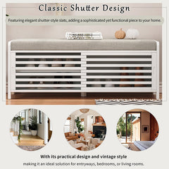 Bellemave® Distressed Shutter Storage Bench with Acacia Veneer - Bellemave