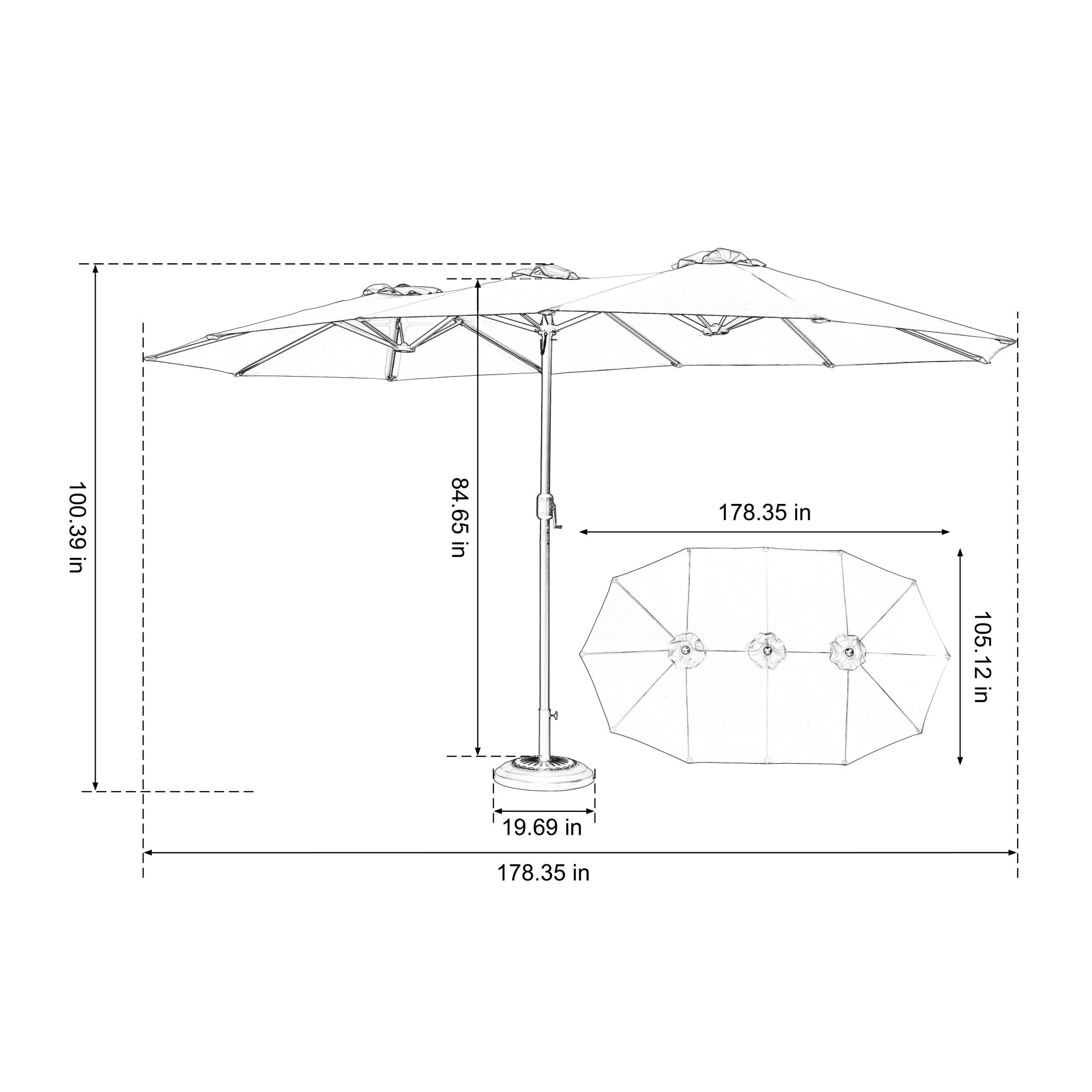 Bellemave® Double Sided Outdoor Umbrella Rectangular Large with Crank - Bellemave