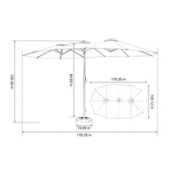 Bellemave® Double Sided Outdoor Umbrella Rectangular Large with Crank - Bellemave