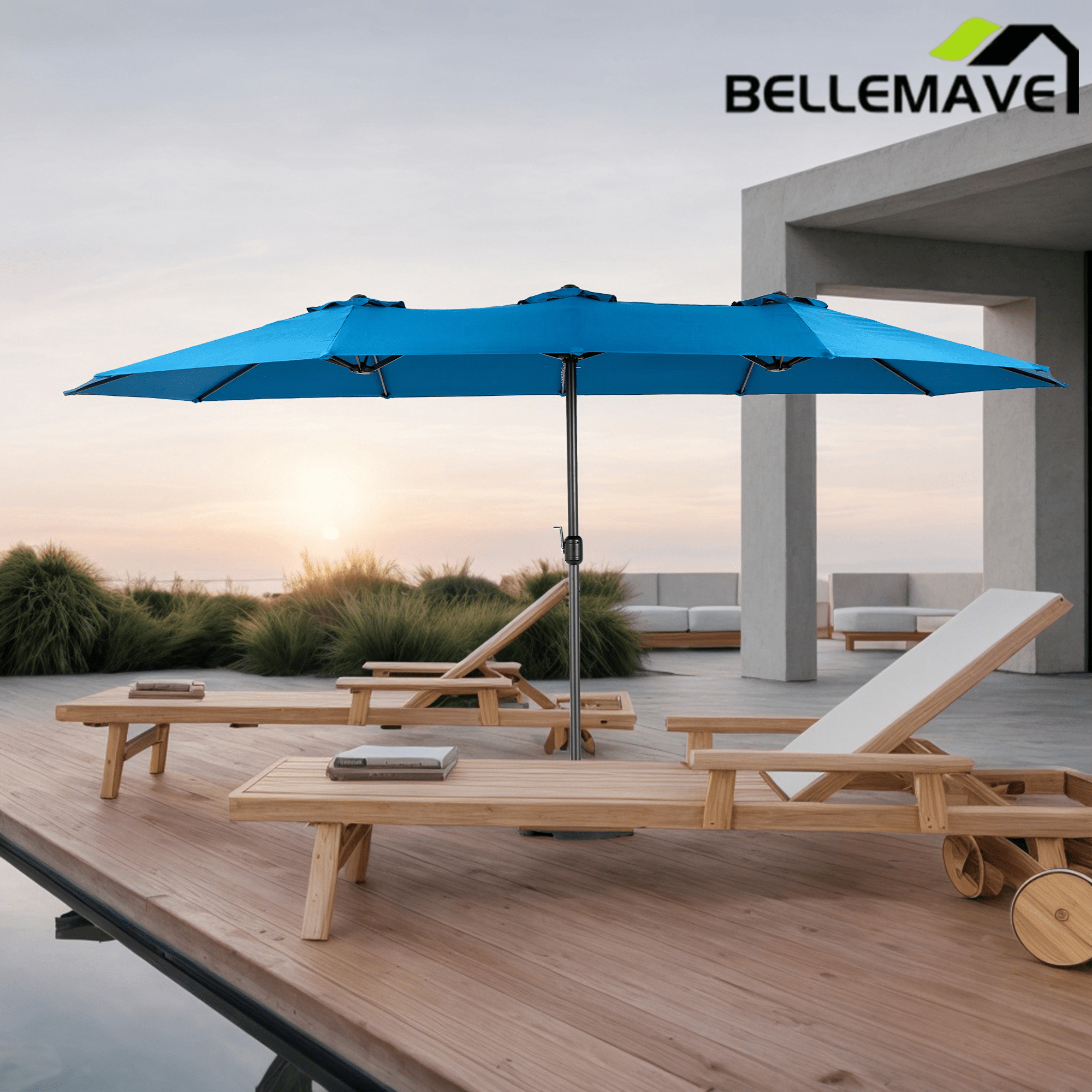 Bellemave® Double Sided Outdoor Umbrella Rectangular Large with Crank - Bellemave