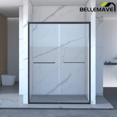 Bellemave® Double Sliding Glass Shower Doors for Walk in Shower, Bathroom Glass Doors Sliding - Bellemave