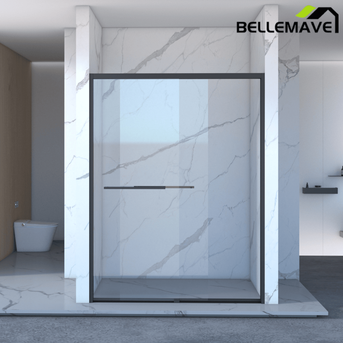 Bellemave® Double Sliding Glass Shower Doors for Walk in Shower, Bathroom Glass Doors Sliding - Bellemave