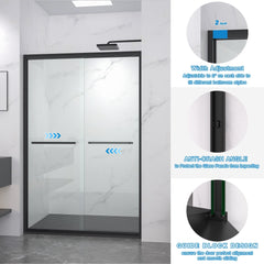 Bellemave® Double Sliding Glass Shower Doors for Walk in Shower, Bathroom Glass Doors Sliding - Bellemave