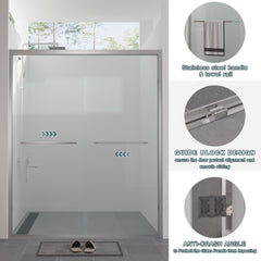 Bellemave® Double Sliding Glass Shower Doors for Walk in Shower, Bathroom Glass Doors Sliding - Bellemave