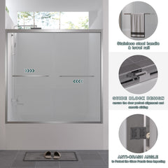 Bellemave® Double Sliding Glass Shower Doors for Walk in Shower, Bathroom Glass Doors Sliding - Bellemave