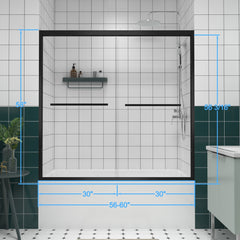 Bellemave® Double Sliding Glass Shower Doors for Walk in Shower, Bathroom Glass Doors Sliding - Bellemave