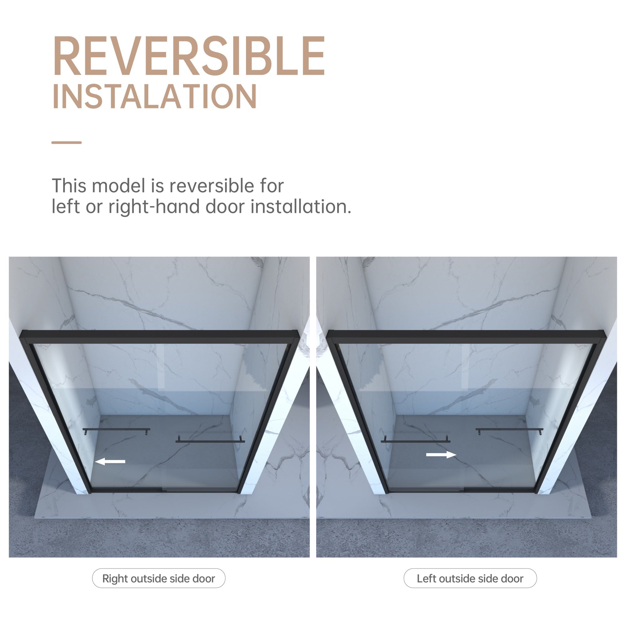 Bellemave® Double Sliding Glass Shower Doors for Walk in Shower, Bathroom Glass Doors Sliding - Bellemave
