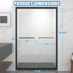 Bellemave® Double Sliding Glass Shower Doors for Walk in Shower, Bathroom Glass Doors Sliding - Bellemave